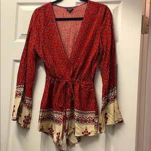 Red and White Romper